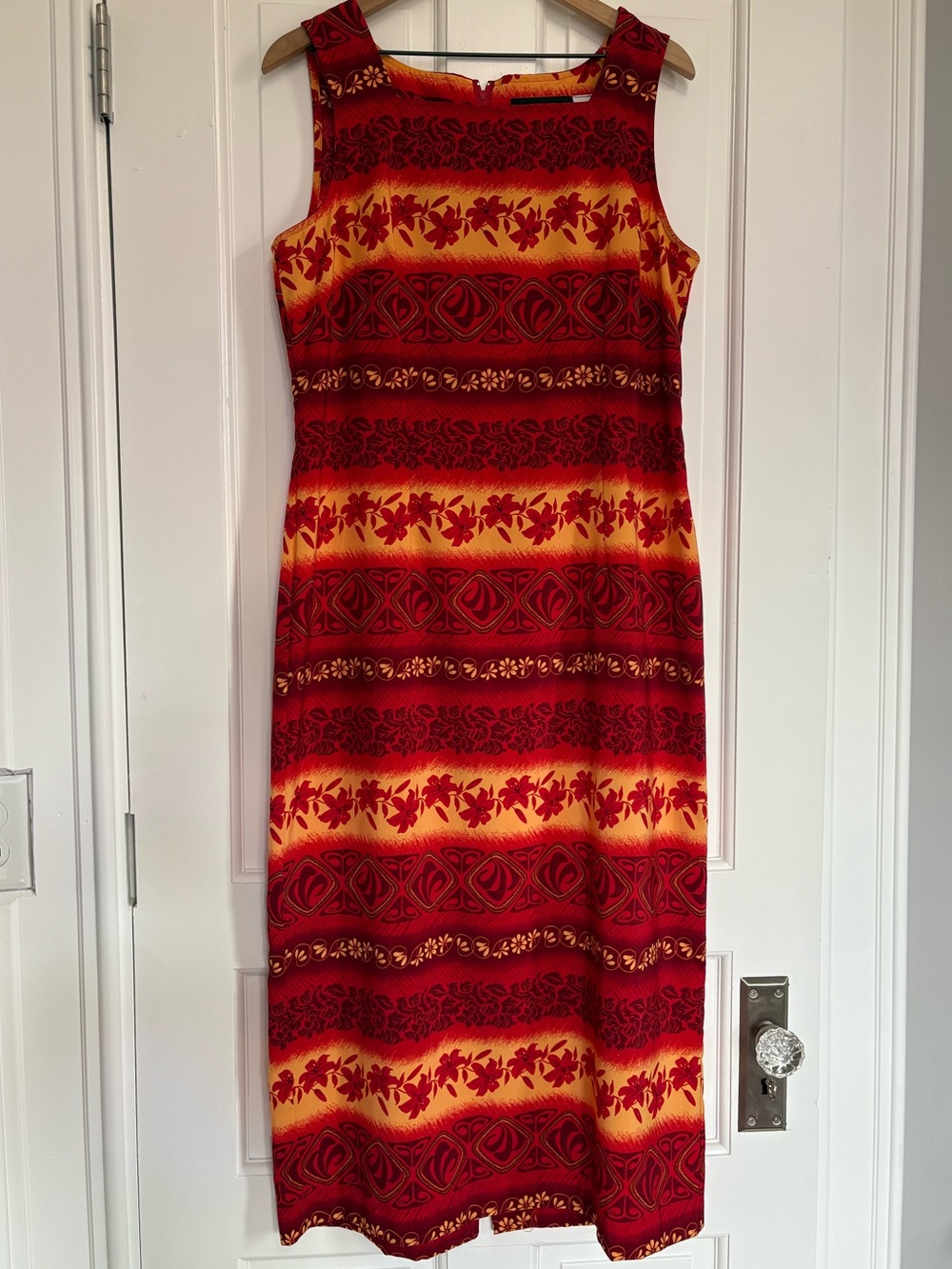 Sag Harbor Red Floral Sleeveless Midi Dress Tropical Coastal Resort Beachy 14